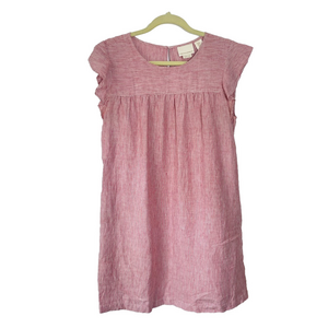 Cynthia Rowley 100% linen striped Sundress with ruffle Sleeves